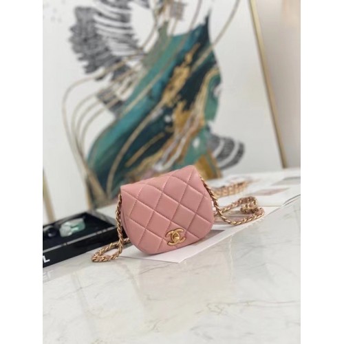 Chanel mini Flap Schoudertas Origineel leer AP2344 roze