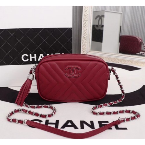 Chanel mini schoudertas van schapenvacht leer 4669 rood