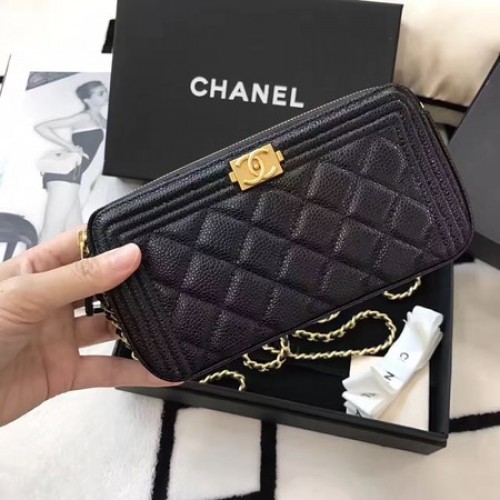 Chanel mini schoudertas Cannage patroon A94452 zwart