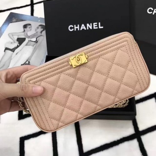 Chanel mini-schoudertas Cannage-patroon A94452 Lichtroze