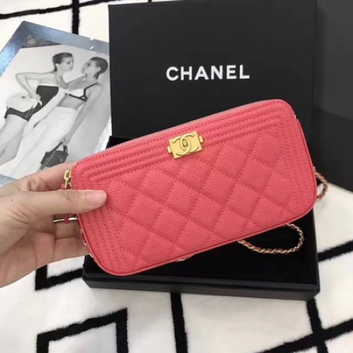 Chanel mini schoudertas Cannage patroon A94452 roze