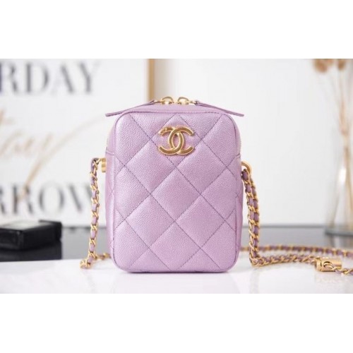 Chanel mini schoudertas generfd kalfsleer AS2857 lavendel