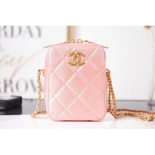 Chanel mini schoudertas generfd kalfsleer AS2857 roze