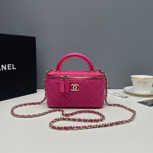 Chanel mini Schoudertas Lamsleer Goudkleurig Metaal 81208 roze