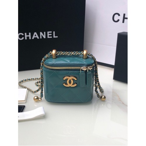 Chanel mini Schoudertas Lamsleer Goudkleurig Metaal AP2292 blauw