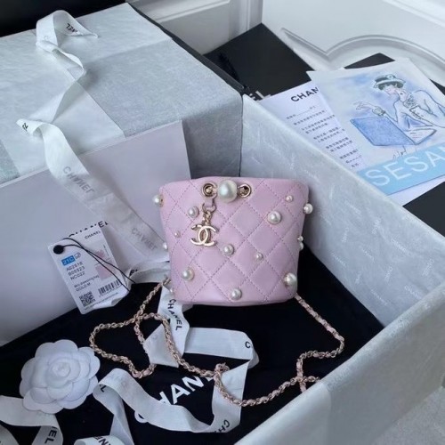 Chanel mini tas met trekkoord AS2518 roze
