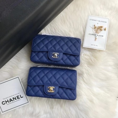 Chanel mini flap bag generfd kalfsleer A1116 donkerblauw
