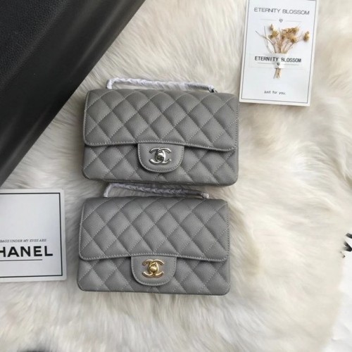 Chanel mini flap bag generfd kalfsleer A1116 grijs