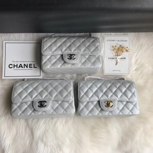 Chanel mini flap bag generfd kalfsleer A1116 zilver