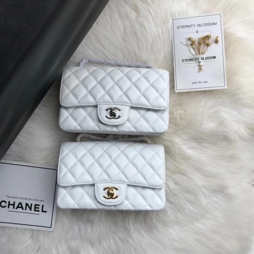 Chanel mini flap bag generfd kalfsleer A1116 wit