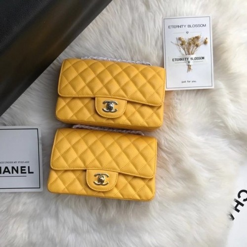 Chanel mini flap bag generfd kalfsleer A1116 geel