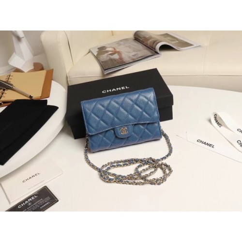 Chanel mini flap bag generfd kalfsleer A84512 blauw