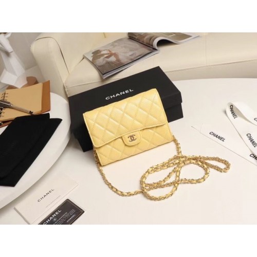 Chanel mini flap bag generfd kalfsleer A84512 geel