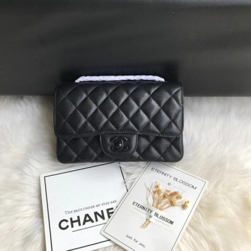 Chanel mini flap bag generfd kalfsleer en zwartkleurig metaal A1116 zwart