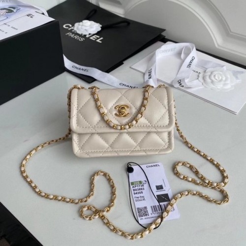 Chanel mini flap bag Schaapsleer Goudkleurig Metaal AP1738 Beige