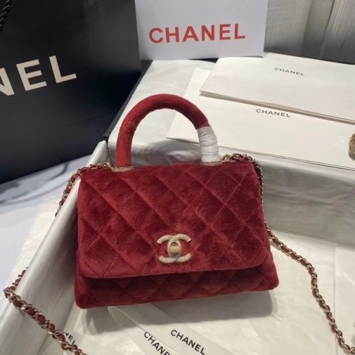 Chanel mini flap bag met handvat aan de bovenkant AS2215 Burgundy