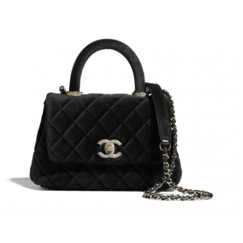 Chanel mini flap bag met bovenhandvat AS2215 zwart