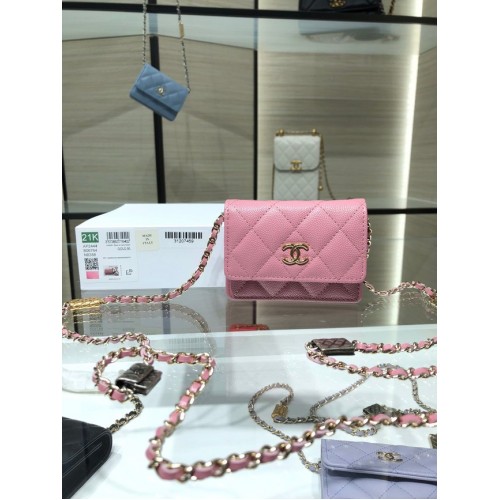 Chanel mini leren schoudertas AP2444 roze