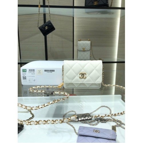 Chanel mini leren schoudertas AP2444 wit