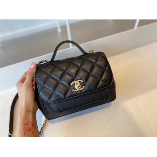 Chanel kleine flap bag Kalfsleer goudkleurig metaal A93749 zwart