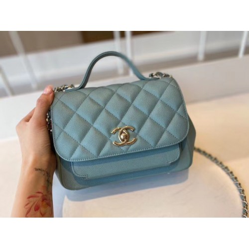 Chanel small flap bag Kalfsleer goudkleurig metaal A93749 blauw