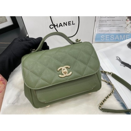 Chanel kleine flap bag Kalfsleer goudkleurig metaal A93749 groen