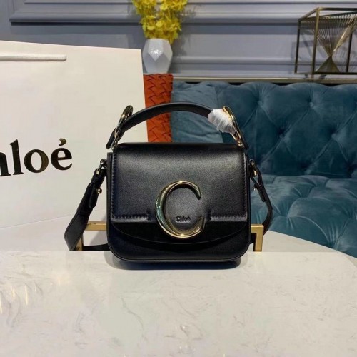 Chloe Original Kalfsleren Top Handvat Kleine Tas 3S030 Zwart