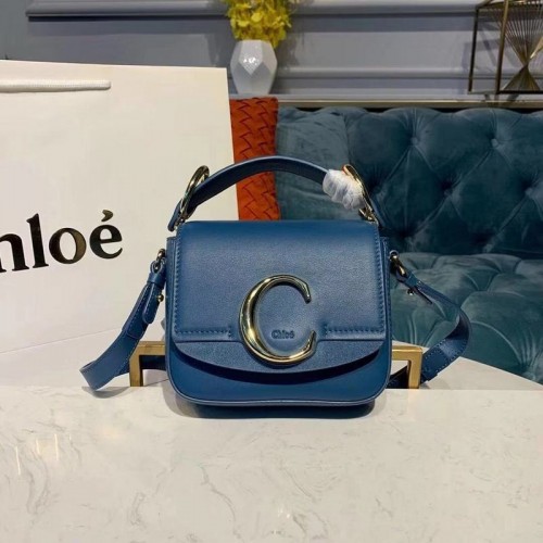 Chloe Original Kalfsleren Top Handvat Kleine Tas 3S030 Blauw