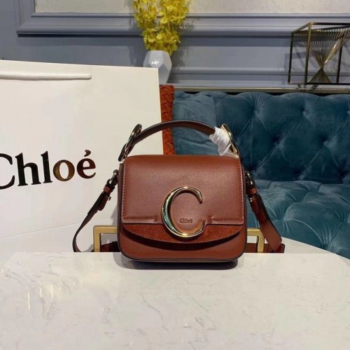 Chloe Original Kalfsleren Top Handvat Kleine Tas 3S030 Bruin