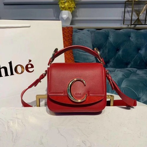 Chloe Original Kalfsleren Top Handvat Kleine Tas 3S030 Rood