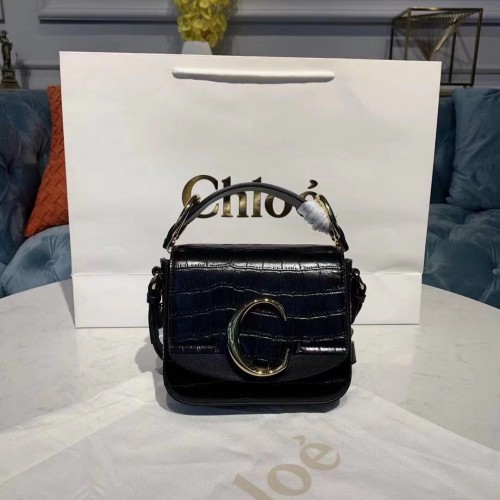 Chloe Original Krokodillenleer Leren Top Handvat Kleine Tas 3S030 Zwart