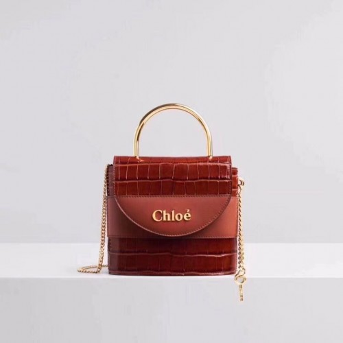 Chloe Original Krokodillenleer Leren Top Handvat Kleine Tas 3S030 Bruin