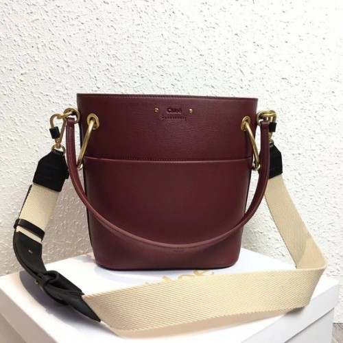 Chloe Roy Mini Smooth Leather Bucket Bag S126 Pruim paars