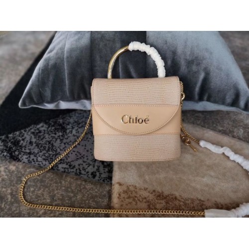 Chloe Small Aby Lock Chain Bag in reliëf hagediseffect op kalfsleer geitenleer 3S035 abrikoos