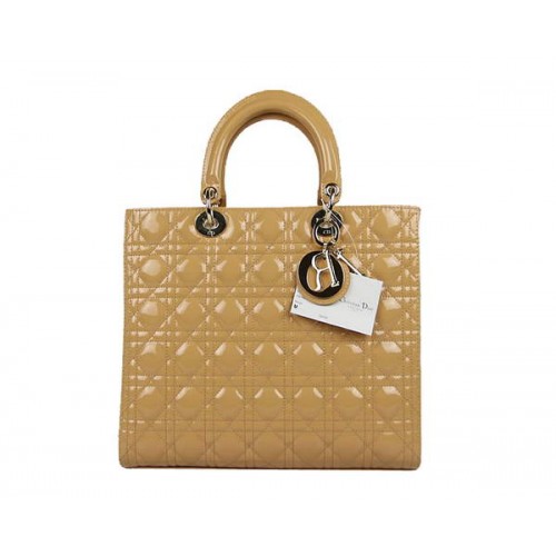 Heet Verkoop Christian Dior Patent Bags Grote Lady Dior Bag CAL44561 Apricot Golden