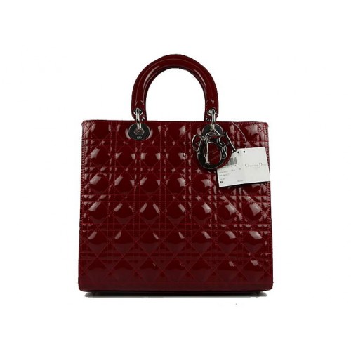 2012 Nieuwste Christian Dior-patenttassen Grote Lady Dior-tas CAL44561 Wijnzilver