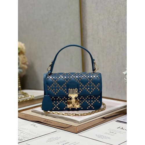 DIOR TAS Lucky Star Cannage lamsleer C2628 blauw
