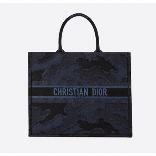 DIOR BLAUWE DIOR BOOK TOTE CAMOUFLAGE GEBORDUURDE CANVAS TAS M1286