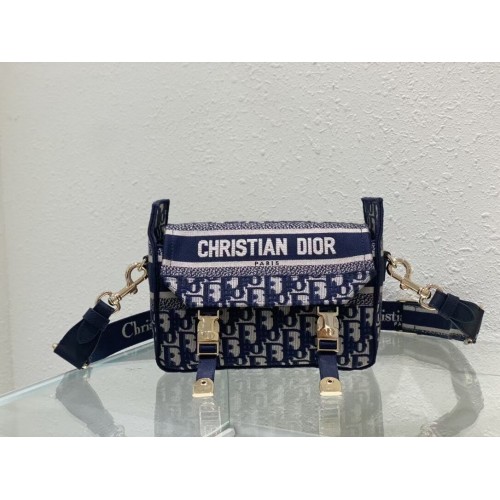 DIOR BOBBYTAS Geborduurd C0803 donkerblauw