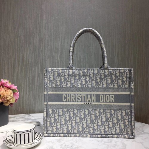 DIOR BOOK DRAAGTAS VAN GEBORDUURD CANVAS C1286-3 grijs