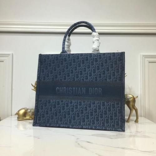 DIOR BOOK DRAAGTAS VAN GEBORDUURD CANVAS C1286 Blauw