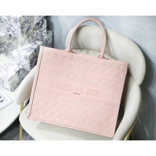 DIOR BOOK DRAAGTAS VAN GEBORDUURD CANVAS C1286 Roze
