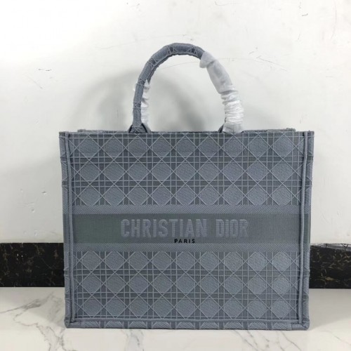 DIOR BOOK DRAAGTAS VAN GEBORDUURD CANVAS C1286 grijsblauw