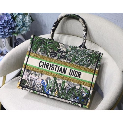 DIOR BOOK DRAAGTAS VAN GEBORDUURD CANVAS C1287 groen
