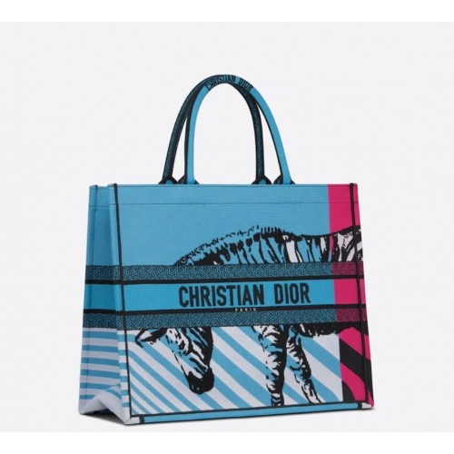 DIOR BOOK TOTE TAS TOILE DE JOUY M1286ZT PAARD BLAUW