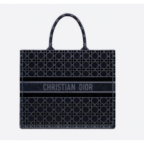 DIOR BOOK TOTE Blauw Cannage geborduurd fluweel M1286Z