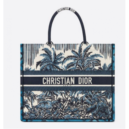 DIOR BOOK TOTE Blauw Dior-handpalmborduursel M1286