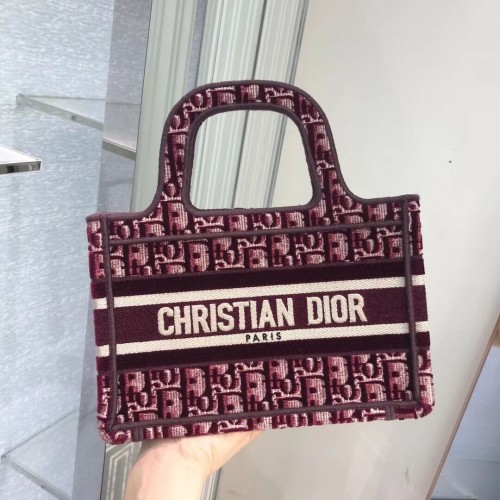 DIOR BOOK TOTE Burgundy Dior Oblique geborduurd fluweel M1286Z