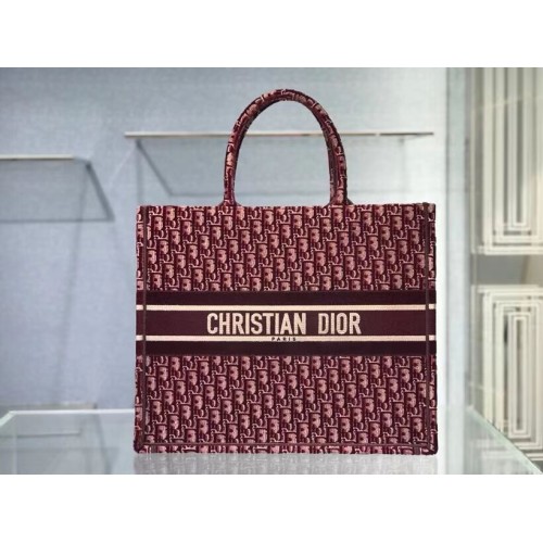 DIOR BOOK TOTE Burgundy Dior Oblique geborduurd fluweel M1286Z