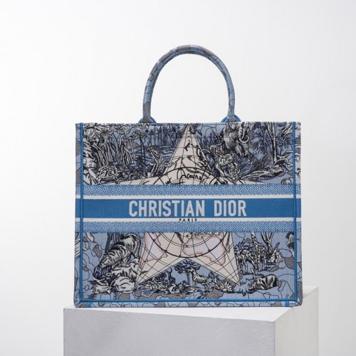 DIOR BOOK TOTE Geborduurd C1286-24 blauw